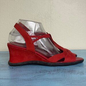 Arche Red Nubuck Leather Wedge Sandals Sz 40/ US 10